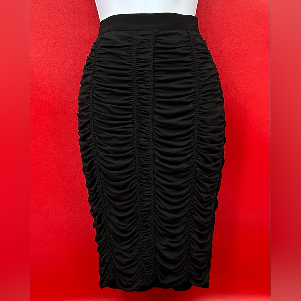 Burberry Black Ruched Pencil Skirt size 6